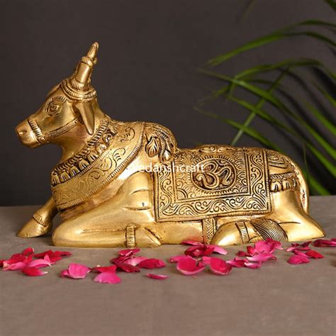 Brass Sitting Nandi Cow Idol This Statue Depicts Nandi In Flickr