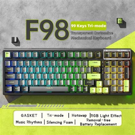 F98 Transparent Keyboard RGB 99 Keys Hot Swap Mechanical Keyboard Gaming Mechanical Keyboard