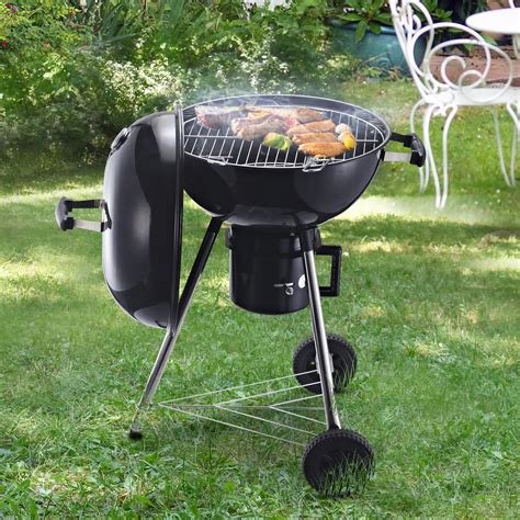 Outsunny Charcoal Bbq Grill Portable Outdoor Picnic Barbecue W Wheels