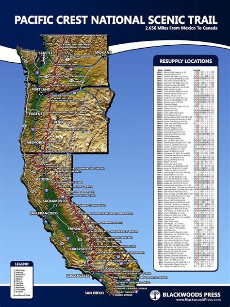 Pacific Crest Trail Wall Map Erik The Black S Hiking Maps Artofit