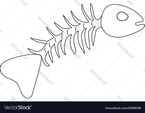 Simple skeleton fish drawing Royalty Free Vector Image