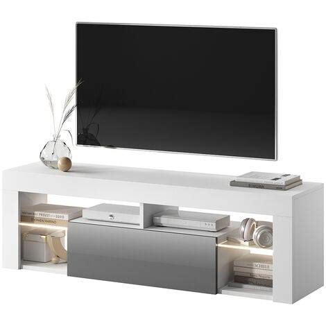 Selsey Bianko Meuble Tv Banc Tv Cm Blanc Mat Gris Brillant