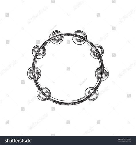 Hand Drawn Tambourine Sketch Symbol Vector Stock Vector (Royalty Free ...