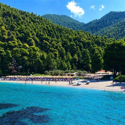 Kastani beach in Skopelos aka Mamma Mia beach. It became famous after ...