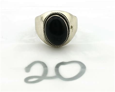 Navajo Ring Silver Handmade Black Onyx Native American Artist C