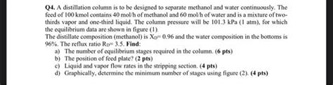 Solved Q4 A Distillation Column Is To Be Designed To