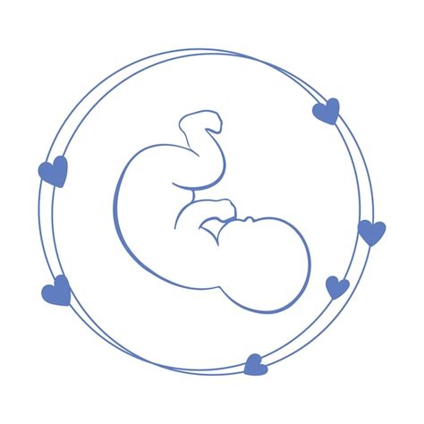 Premium Vector Drawing Of A Baby In A Circle With Hearts Around It