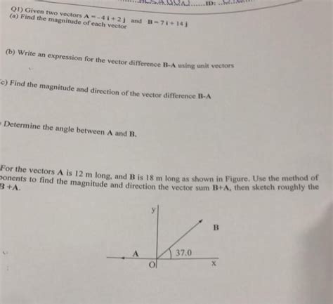 Solved Q1 Given Two Vectors A 4i 2j And B 7i14 A Find