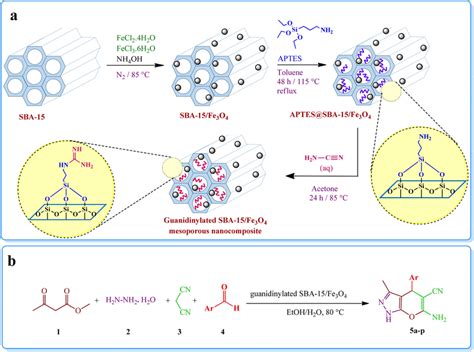 Preparation Route Of A The Guanidinylated Sba 15 Fe3o4 And B Its