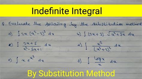 Integration By Substitution Method Youtube