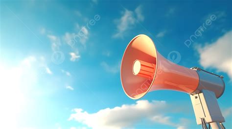 3d Illustration Of Megaphone Against A Blue Sky Background Megaphone Bullhorn Speaker 3d