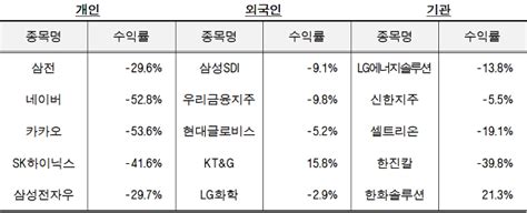 2022년 증시 톺아보기 외국인 순매수 5개 종목 수익률 개미보다 높았다 네이버 포스트