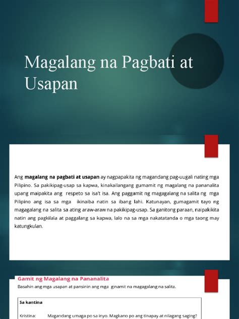 Magalang Na Pagbati at Usapan | PDF