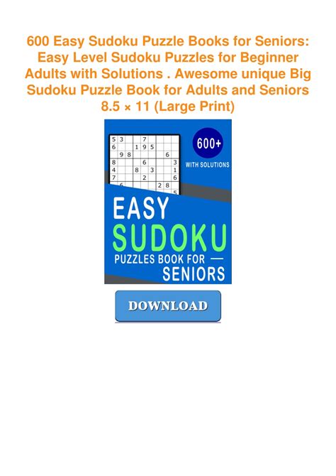 Ppt Read Pdf Easy Sudoku Puzzle Books For Seniors Easy Level