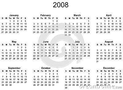 2008 Year Calendar Royalty Free Stock Photo - Image: 3101365