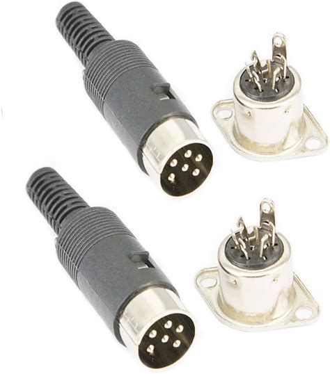 6 Pin Din Male Plug Female Adapter Socket Panel Mount Av Solder 6 Pin Din Connector Set Of 2