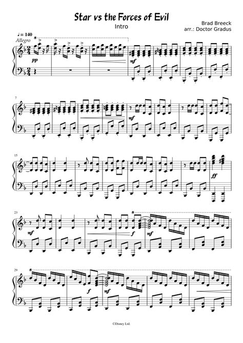 Star Vs The Forces of Evil Intro Sheet Music : r/StarVStheForcesofEvil