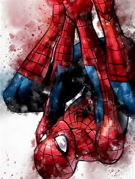 Set Of 4 Spiderman Watercolour Printmarvel Character Etsy