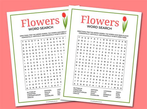 Flowers Word Search Fun All Year Round