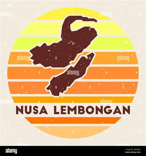 Nusa Lembongan Logo Sign With The Map Of Island And Colored Stripes