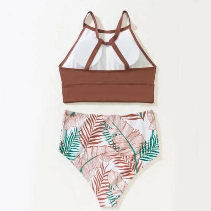 Women S Printed High Waist Bikini Split Swimsuit On Luulla