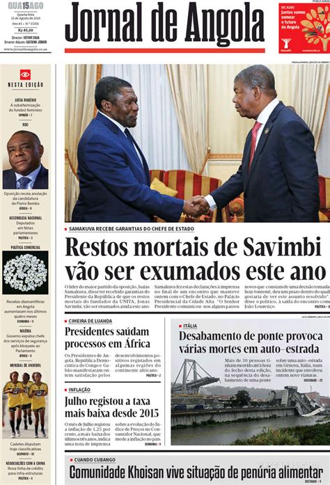 Capa Jornal De Angola De