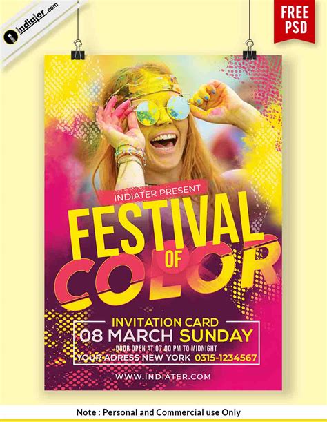 Festival Of Colors Holi Celebration Flyer Free Psd Template Indiater