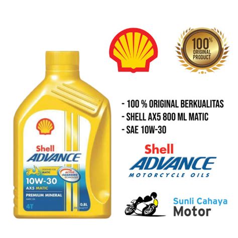 Jual OLI MOTOR SHELL ADVANCE AX5 MATIC 10W 30 0 8L ORIGINAL 100