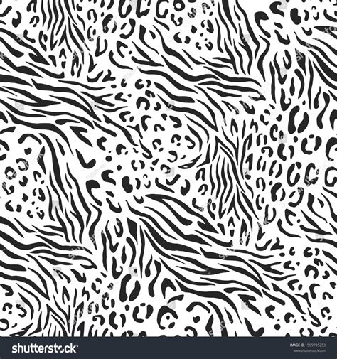 Seamless Vector Black And White Zebra Leopard Fur Pattern Stylish Wild