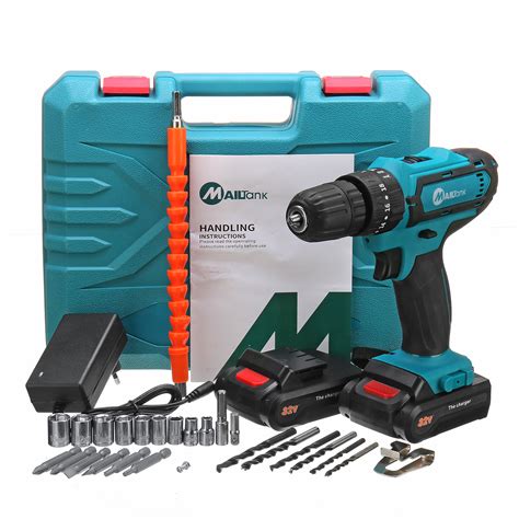 32V 2 Speed Power Drills 6000mah Cordless Drill 3 IN1 Electric ...