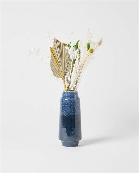 Lirio Blue Ceramic Vase Oliver Bonas