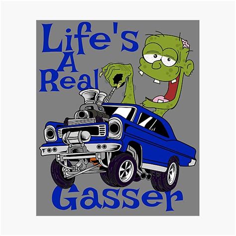 Hot Rod Gasser Cartoon Outlaw Drag Racing Blown Street Car Photographic Print For Sale By