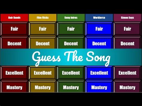 Guess The Song Jeopardy Style Music Quiz 1 YouTube