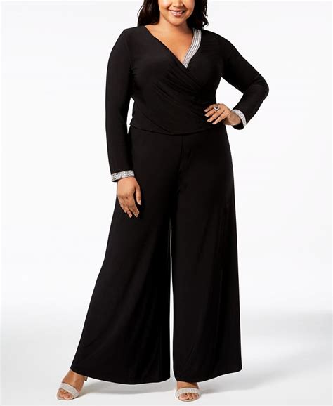 Msk Plus Size Rhinestone Palazzo Jumpsuit Macys