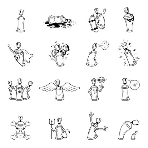 Premium Vector Graffiti Characters Icons Set