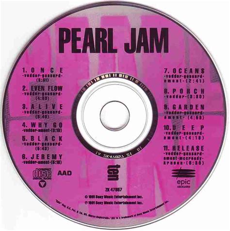 Pearl Jam Ten Debut Studio Album By Pearl Jam 1991