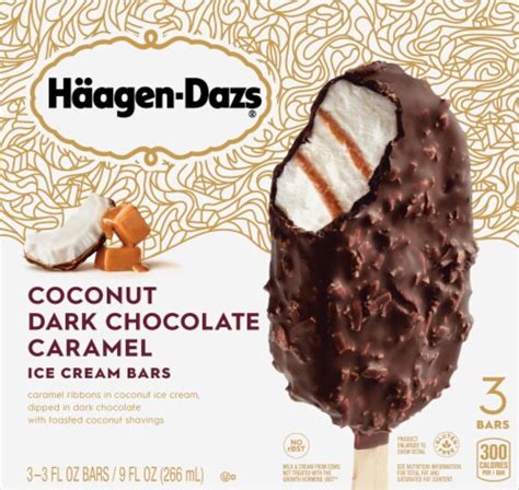 Haagen Dazs Coconut Dark Chocolate Caramel Ice Cream Bars 3 Ct 3 Fl