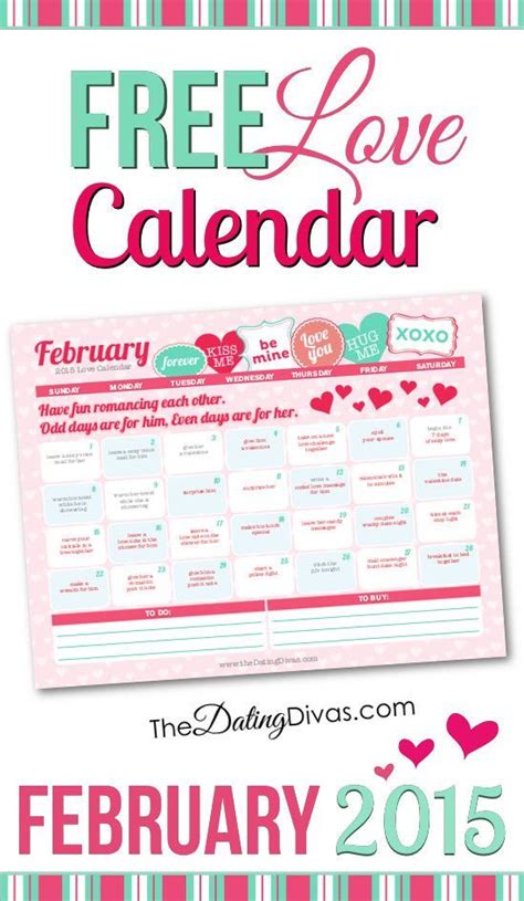 A Printable Couples Calendar With A Flirty Romance Tip For Every Day They Have Love And