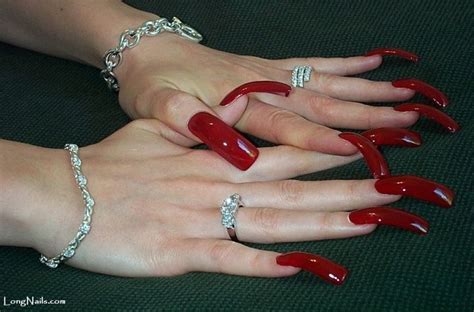 Long Fingernails Curved Nails Long Nails Long Red Nails