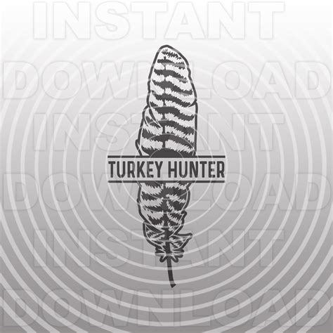 Turkey Hunter With Turkey Feather SVG File,turkey Hunting SVG vector Clipart Commercial ...