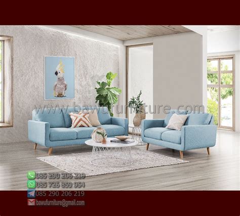 1 Set Sofa Ruang Tamu Minimalis Model Retro Modern Bawu Furniture