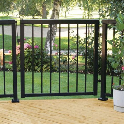 Peak Aluminum Railing 42 in. x 40 in. Black Aluminum Wide Picket Gate-50166 - The Home Depot ...