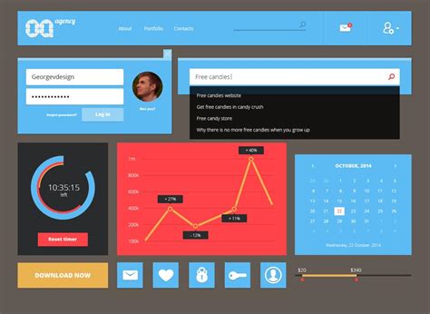 50 Free Flat Style Ui Kits