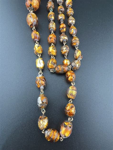 Rare Vintage 1950s Venetian Fire Opal Beads Glass Necklace 22 Inches Ebay