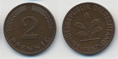 BRD 2 Pfennig 1967 F Kupfer EF UNC MA Shops