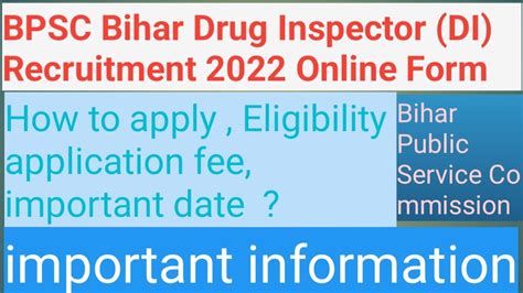 Bpsc Bihar Drug Inspector Di Online Form 2022 Bpsc How To Fill Bpsc