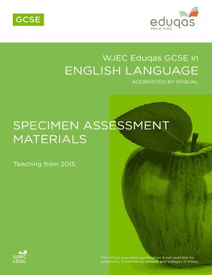 Fillable Online Gcse English Language Specimen Assessment Materials