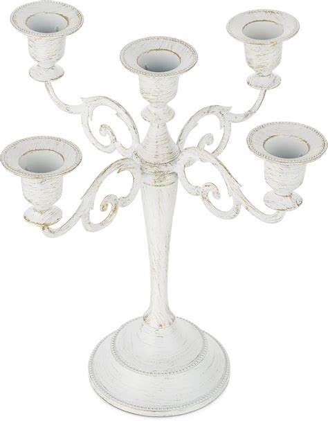 Sziqiqi Candelabra Candle Holder 5 Arms Candlestick Holders White