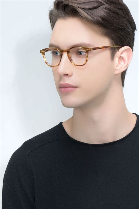 Symmetry Square Striped Caramel Full Rim Eyeglasses Eyebuydirect