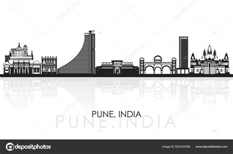 Silhouette Skyline Panorama City Pune India Vector Illustration Stock